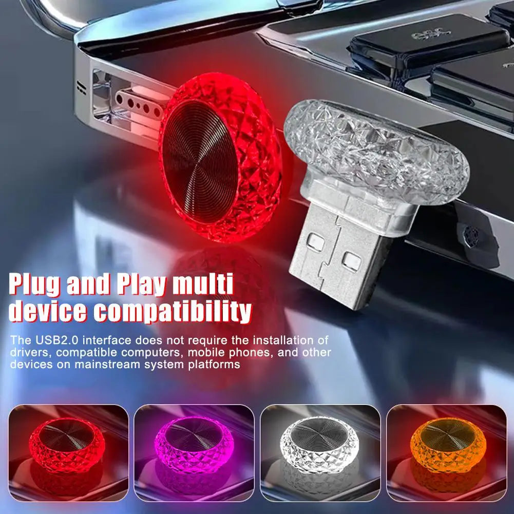Car USB Ambient Lights Portable Mini LED Atmosphere Lamps