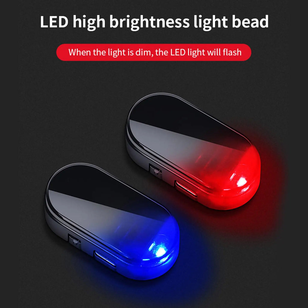 Car solar anti-theft light auto interior warning light LED