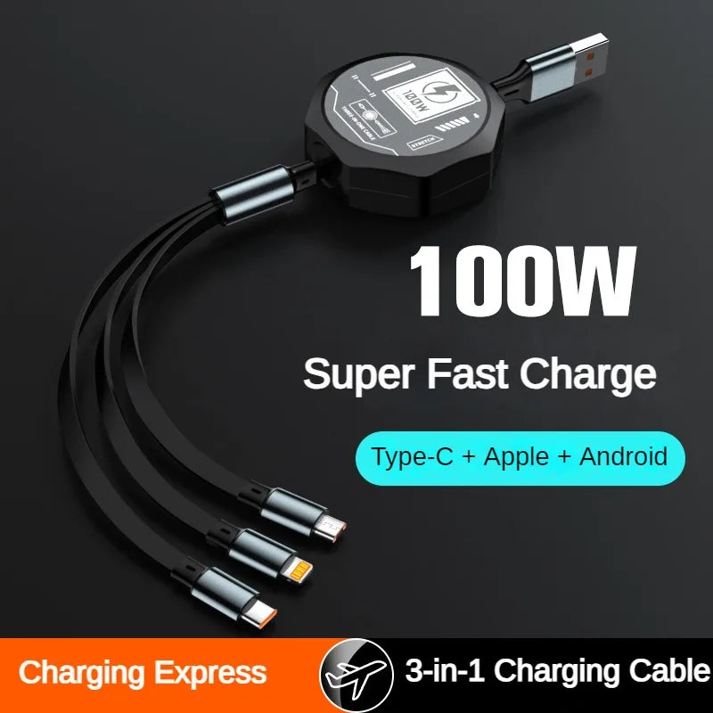 100W 3-in-1 Fast Charging Cable