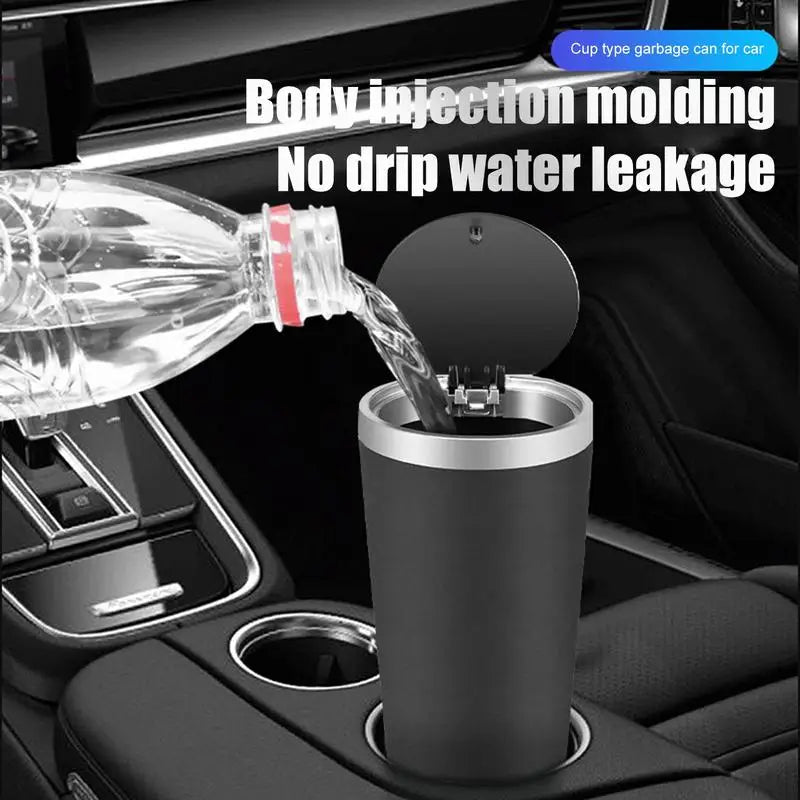 Compact Leakproof Mini Car Trash Can with Easy-Press