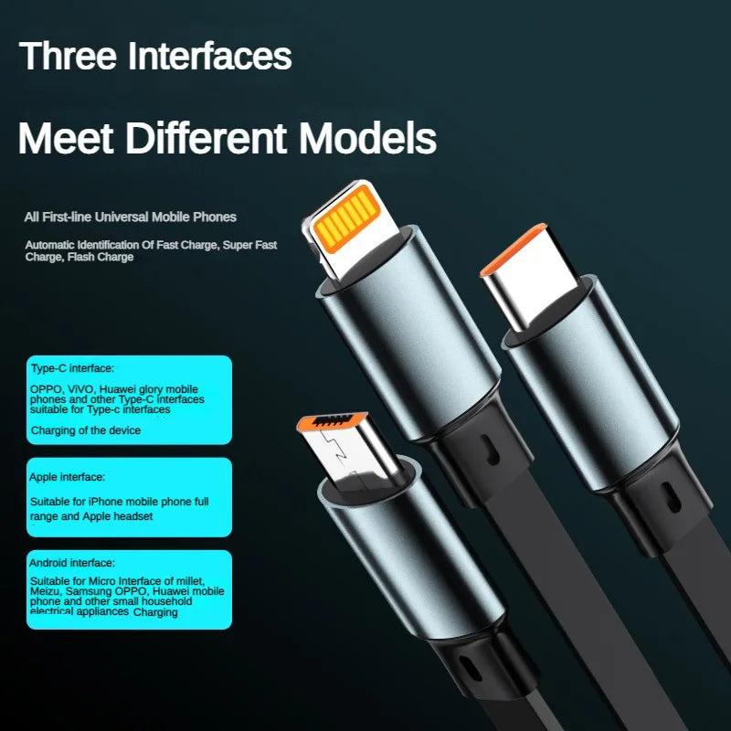 100W 3-in-1 Fast Charging Cable