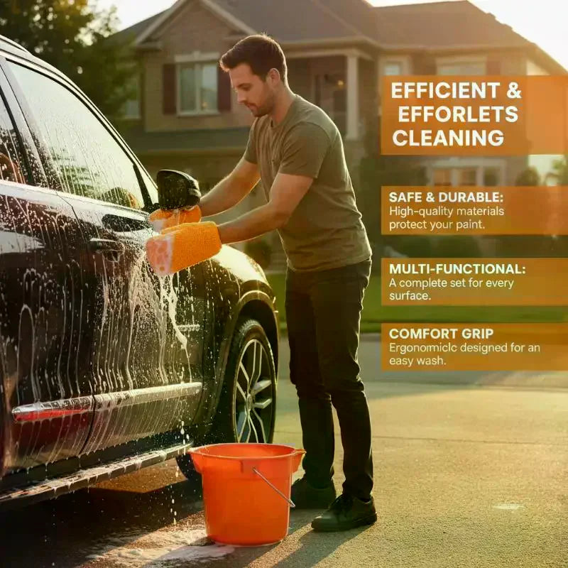 11Pcs Car Wash Cleaning Kits Microfiber Towels Blush Sponge Wash Glove Polish Care