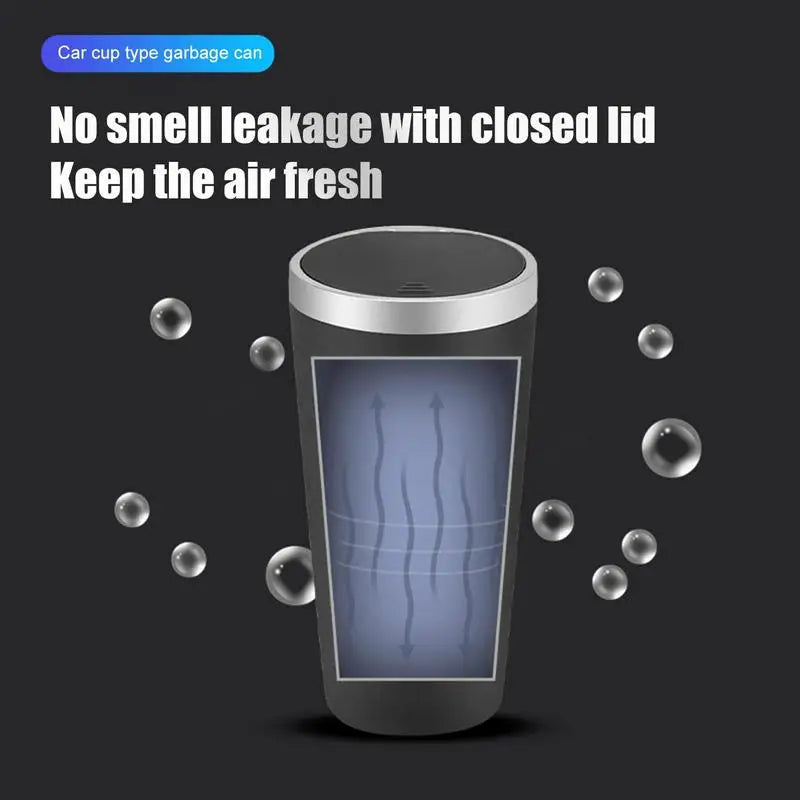 Compact Leakproof Mini Car Trash Can with Easy-Press