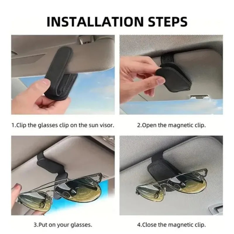 Car Sun Visor Glasses Case Holder Sunglasses Clip Ticket Card Clip