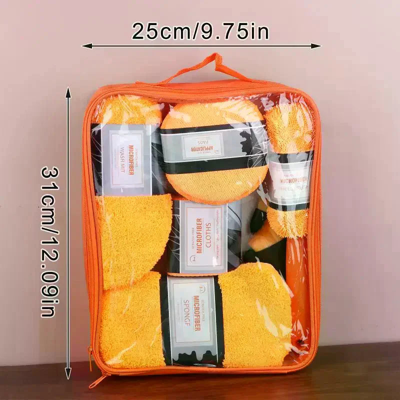 11Pcs Car Wash Cleaning Kits Microfiber Towels Blush Sponge Wash Glove Polish Care
