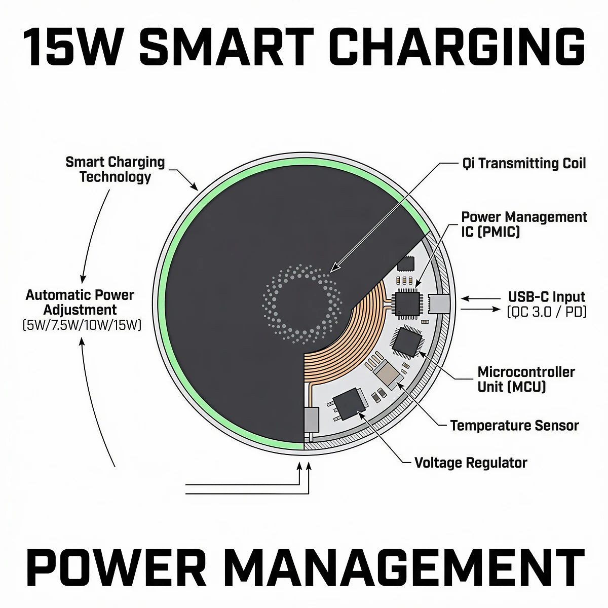 Car Magnetic Wireless Charging Phone Holder 15W Fast Charging